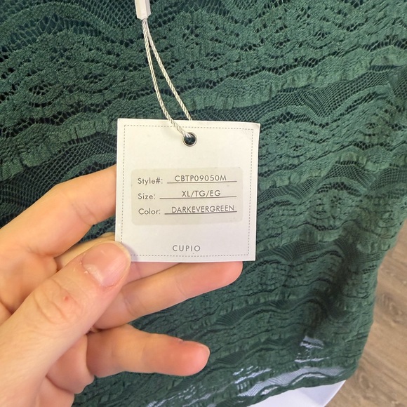 NWT Cupio Blush Dark Green Lace Short Sleeved Blouse Size XL - Picture 6 of 6